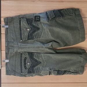 MENS Olive Affliction Cargo Shorts Size 32